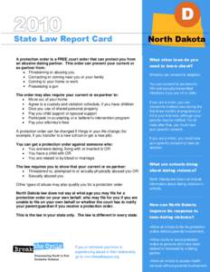 North Dakota Protection Order Report Card[removed]