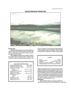 BEAVER MEADOW RESERVOIR  BEAVER MEADOW RESERVOIR Introduction Beaver Meadows Reservoir is an intermediate size