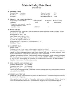 Material Safety Data Sheet (Sandstone) 1.	 IDENTIFICATION Chemical Name: Sandstone Trade Name: