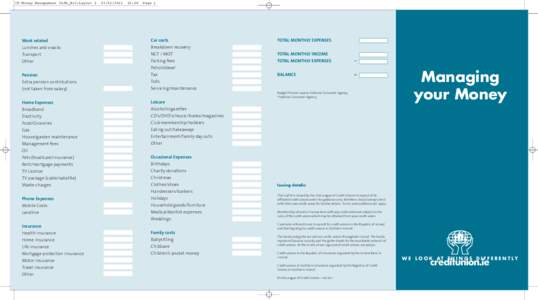 CU Money Management DL8P_RoI:Layout 1  Work related Lunches and snacks Transport Other