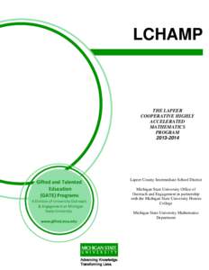 LCHAMP  THE LAPEER COOPERATIVE HIGHLY ACCELERATED MATHEMATICS