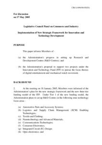 CB[removed])  For discussion on 17 May[removed]Legislative Council Panel on Commerce and Industry