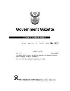 Spatial Data Infrastructure Act [No. 54 of 2003]