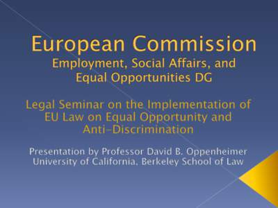 European Commission  Employment, Social Affairs, and Equal Opportunities DG