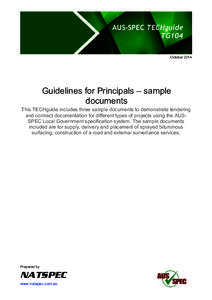 AUS-SPEC TECHguide TG104 October 2014 Guidelines for Principals – sample documents