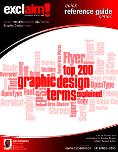 quick  reference guide series  Contact exclaim today for ALL Toronto