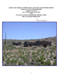 OFFICE OF SURFACE MINING RECLAMATION AND ENFORCEMENT ANNUAL EVALUATION REPORT Evaluation YearJuly 1, 2004 through June 30, 2005) on the