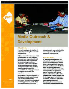 Aid / International development / Media development / Sustainability / Internews / International economics / Community radio / Governance / Political science / International relations / International nongovernmental organizations / Development