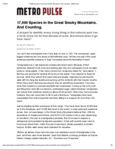 [removed],000 Species in the Great Smoky Mountains. And Counting. : MetroPulse