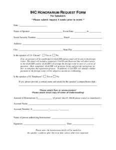 Microsoft Word - Honorarium Request Form2011.doc