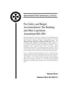 Queensland Parliamentary Library  Fire Safety and Budget