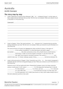 Upper Level	  Listening Worksheet Australia Jennifer Gascoigne