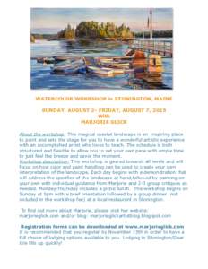 WATERCOLOR WORKSHOP in STONINGTON, MAINE  ! !