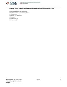 http://oac.cdlib.org/findaid/ark:/13030/c8wd422z No online items Finding Aid to the Rufus Rowe Haines Biographical Collection MS.684 Finding aid prepared by Holly Rose Larson Autry National Center, Braun Research Library