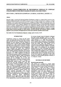 AGRICULTURA TROPICA ET SUBTROPICA  VOLGENETIC CHARACTERIZATION OF PSEUDOMONAS SYRINGAE PV. SYRINGAE STRAINS FROM STONE FRUITS BASED ON RAPD ANALYSIS IN IRAN