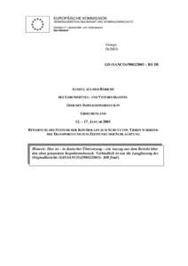 EUROPÄISCHE KOMMISSION GENERALDIREKTION GESUNDHEIT UND VERBRAUCHERSCHUTZ Direktion F: Lebensmittel- und Veterinäramt Der Direktor  Grange,