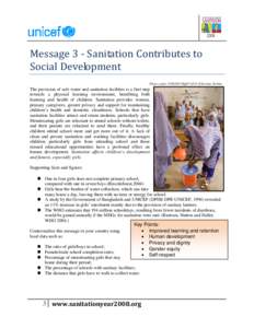     Message 3 ‐ Sanitation Contributes to  Social Development  Photo credit: UNICEF/ HQ07[removed]Christine Nesbitt