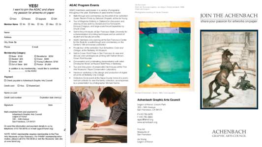 YES!  AGAC Program Events I want to join the AGAC and share my passion for artworks on paper