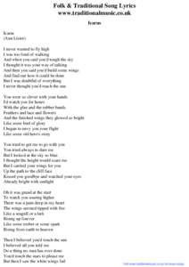 Folk & Traditional Song Lyrics - Icarus