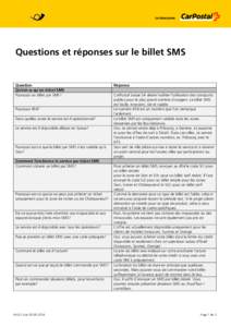 Questions et réponses sur le billet SMS  Question Qu’est-ce qu’un ticket SMS Pourquoi un billet par SMS? Pourquoi 454?