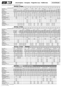 G61  Jakominiplatz - Griesplatz - Flughafen Graz - Feldkirchen Gesamtfahrplan