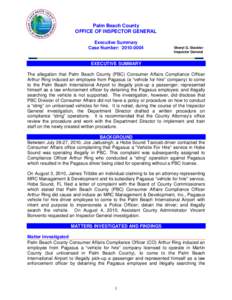 Palm Beach County OFFICE OF INSPECTOR GENERAL Executive Summary Case Number: Sheryl G. Steckler