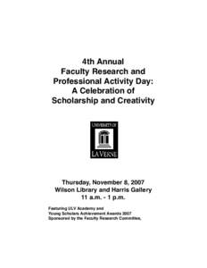 4th Annual Faculty Research and Professional Activity Day: A Celebration of Scholarship and Creativity