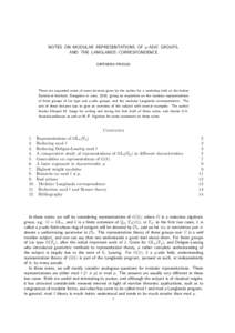 NOTES ON MODULAR REPRESENTATIONS OF p-ADIC GROUPS, AND THE LANGLANDS CORRESPONDENCE DIPENDRA PRASAD These are expanded notes of some lectures given by the author for a workshop held at the Indian Statistical Institute, B