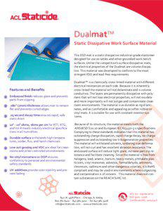 DualmatTM Static Dissipative Work Surface Material This ESD mat is a static dissipative industrial-grade elastomer