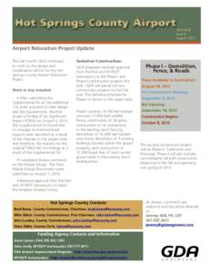 Hot Springs County Airport  Volume III Issue 8 August 2012