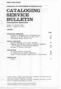 Cataloging Service Bulletin 39, Winter 1989