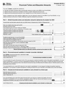 Schedule BC(S11)  Provincial Tuition and Education Amounts T1 General – 2001