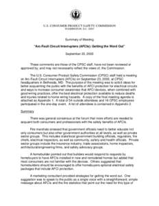 Power cables / Arc-fault circuit interrupter / Electrical safety / Residual-current device / Electrical wiring in North America / U.S. Consumer Product Safety Commission / Underwriters Laboratories / Circuit breaker / Electric arc / Electromagnetism / Electrical wiring / Electrical engineering