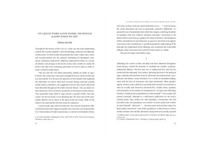 1990 setting_MacLehose:12 Page 14  “if lenin were alive today, he would know what to do” and Lenin, its heart and soul, which Stalin had cut out . . .” 4 Later, however, the article formulates the tas