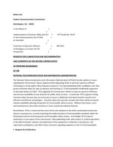 Electronics / Project 25 / Spectrum management / National Telecommunications and Information Administration / NTIA Manual of Regulations and Procedures for Federal Radio Frequency Management / Notice of proposed rulemaking / Narrowband / Telecommunications Industry Association / Interoperability / Technology / United States administrative law / Government