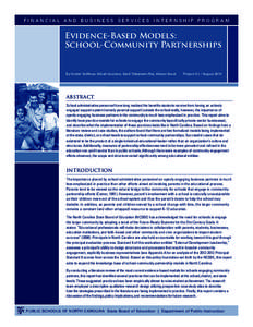 FINANCIAL AND BUSINESS SERVICES INTERNSHIP PROGRAM  Evidence-Based Models: School-Community Partnerships  By Hunter Huffman, Micah Guindon, Sachi Takahashi-Rial, Allison Socol