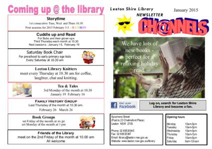 Storytime  Leeton Shire Libr ar y NEWSLETTER  January 2015