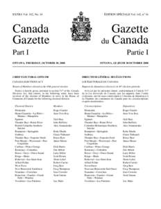 ÉDITION SPÉCIALE Vol. 142, no 14  EXTRA Vol. 142, No. 14 Canada Gazette
