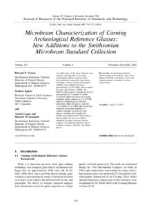 Microbeam characterization of  corning archeological reference glasses: New additions to the  Smithsonian Microbeam Standard collection