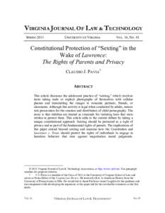 VIRGINIA JOURNAL OF LAW & TECHNOLOGY SPRING 2011 UNIVERSITY OF VIRGINIA  VOL. 16, NO. 01