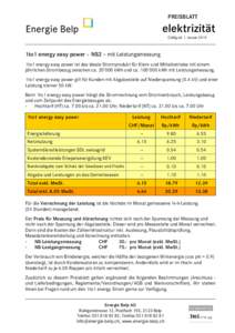 PREISBLATT  elektrizität Gültig ab 1. Januar1to1 energy easy power – NS2 – mit Leistungsmessung
