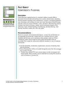 FACT SHEET COMPONENTS: FLOORING Description MINNESOTA