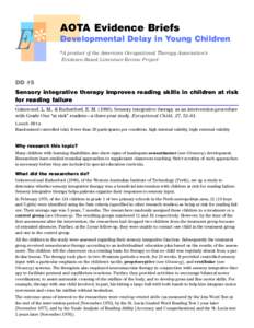 Evidence Brief - Dev Delay #5 - Sensory integrative therapy improves reading skills in children at risk for reading failure