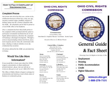 How to File A Complaint of Discrimination OHIO CIVIL RIGHTS COMMISSION