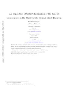 An Exposition of Go127 otze's Estimation of the Rate of Convergence in the Multivariate Central Limit Theorem