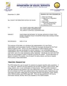 REASON FOR THIS TRANSMITTAL  December 31, 2008 ALL COUNTY INFORMATION NOTICE NO I-96-08