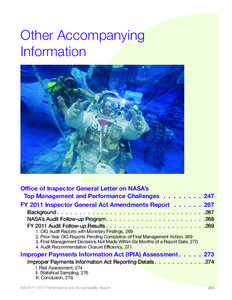 NASA FY 2011 Performance and Accountability Report