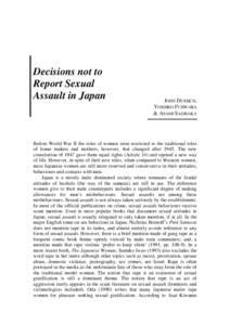 Decisions not to report sexual assault in Japan