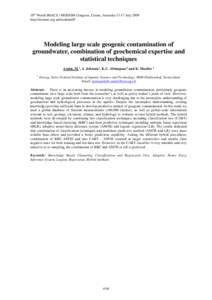 Modeling large scale geogenic contamination of groundwater, combination of geochemical expertise and statistical techniques