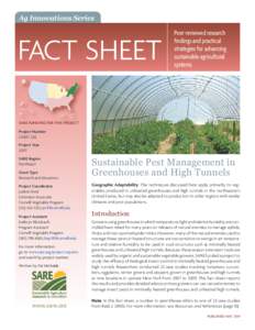 Ag Innovations Series  FACT SHEET Peer-reviewed research findings and practical